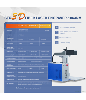 SFX 60W 80W 100W 3D Fiber Laser Engraver FEELTEK 3D Dynamic Focus System Lenmark Software 3D Laser Marking Machine